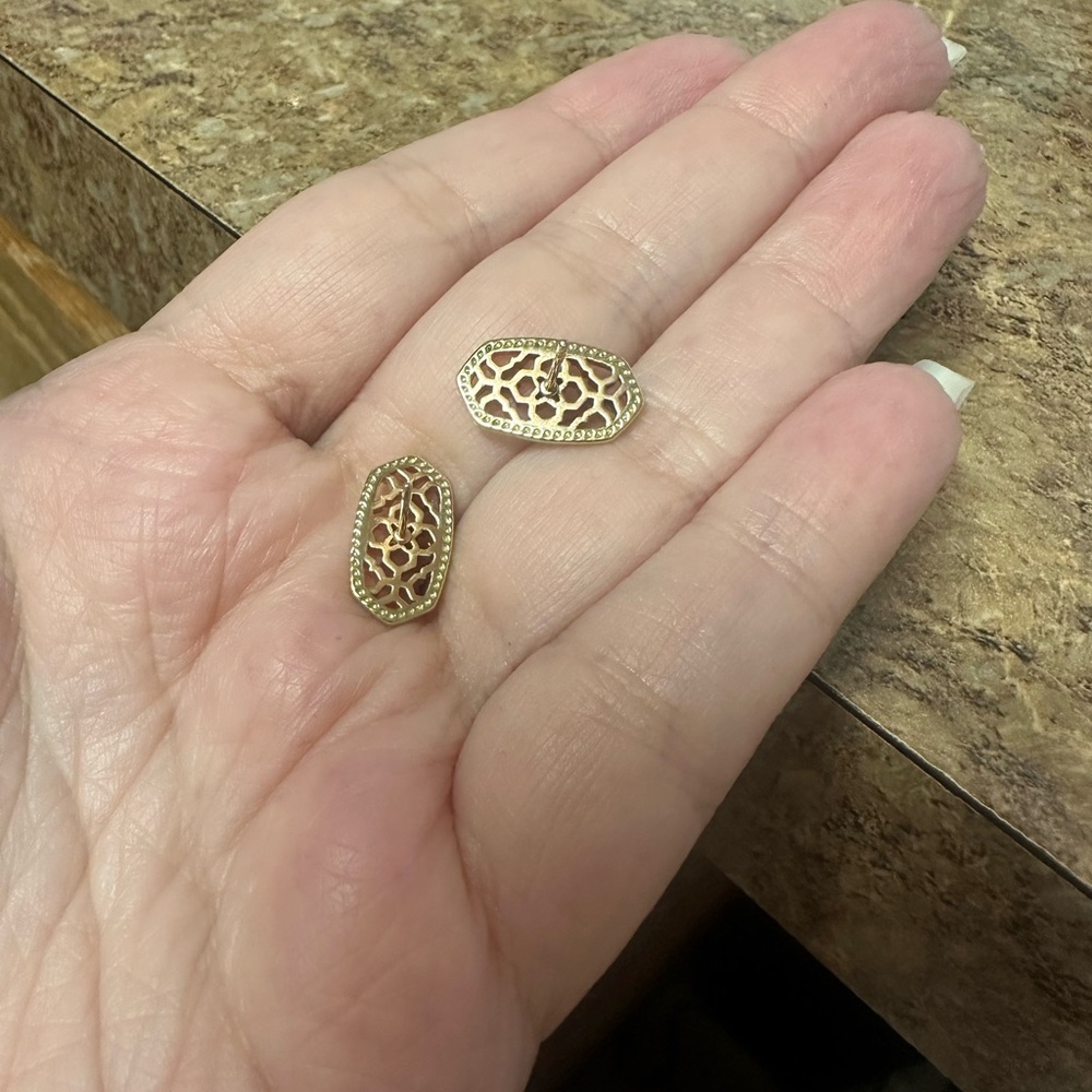 KENDRA SCOTT ELLIE BRYANT STUD FILIGREE EARRINGS- ROSE GOLD MIX - Picture 5 of 6